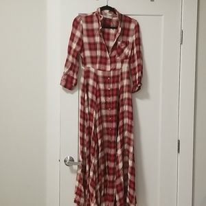 Zara plaid long sleeves maxi dress
